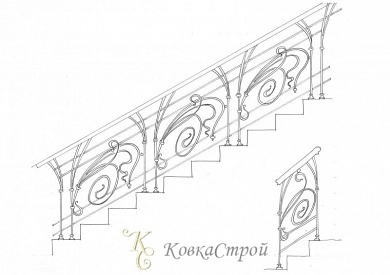 Кованые перила №45 в Екатеринбурге фото
